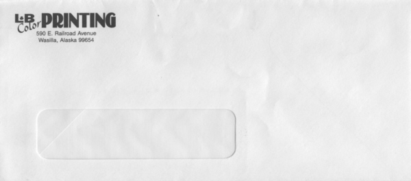 Window envelope with black text